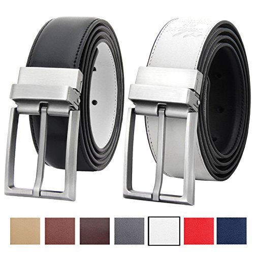 FalariMen's Reversible Dress Belt Genuine Leather (1 Belt 2 Colors)