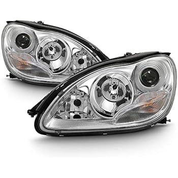 ACANII - For [HID Model] 2000-2006 Mercedes Benz W220 S-Class Chrome Projector Headlights Headlamps, Driver & Passenger
