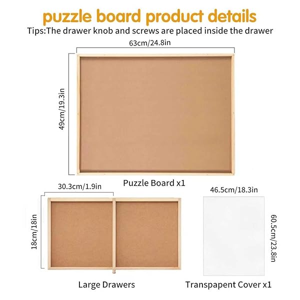 SMALL PUZZLE BOARD WITH LARGE DRAWERS & COVER MAT – PORTABLE 19.3″ X 24.8″ JIGSAW TABLE FOR ORGANIZED PUZZLING – IDEAL FOR SMALL PUZZLES(300-500PCS)
