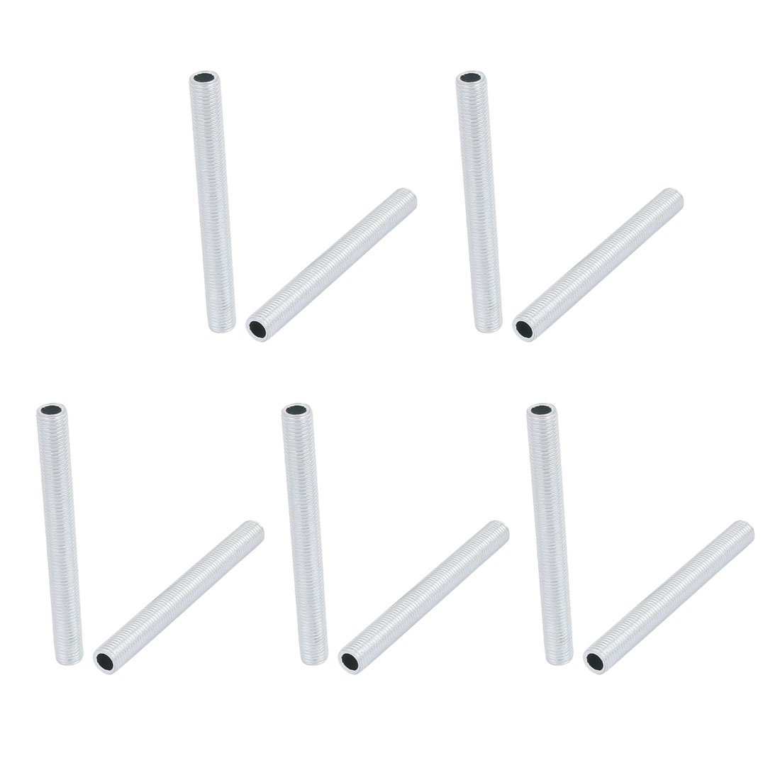 Sourcingmap Lamp Pipe Nipple, M8 Thread 75mm Length Hollow Lamps Repair Part Hardware for Lamp Lights, Zinc Plated Silver Tone, Pack of 10