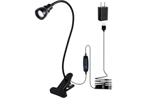CeSunlight Zoomable Clip on Light, Clamp Reading Light for Dorm Bed Headboard, Dimmable Spotlight with 3 Color Temperature Options, 10 Dimmable Brightness Levels, Adjustable Beam Angle