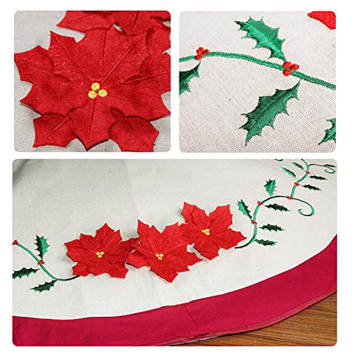 4 Ivenf+Embroidery+Poinsettia+Traditional+Decorations