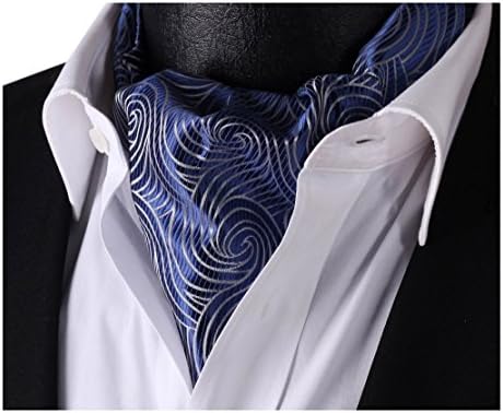 HISDERN Men's Paisley Floral Ascot Tie Jacquard Woven Silk Cravat