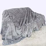 Rohi Blankets Bedspread Silver Grey - Luxury Double Bed Fleece Blankets Super Soft Fluffy Warm Faux Fur Solid Blanket 150x200cm