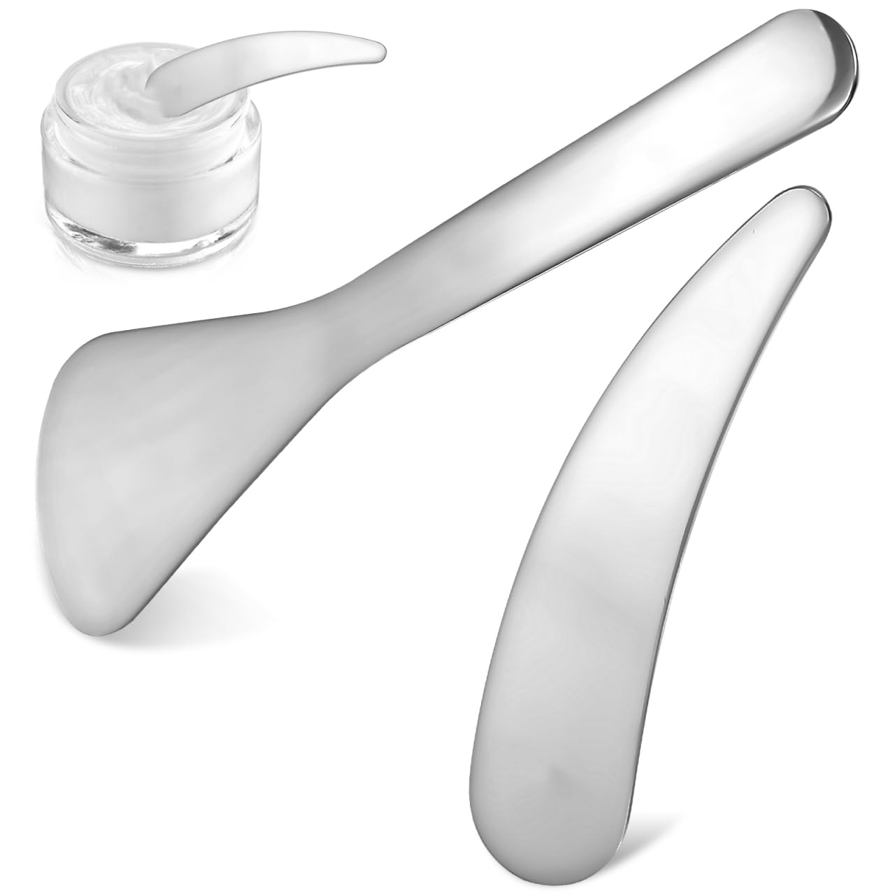 Healifty Face Spatula Face Spatula Mini Metal Cosmetic Spatula, 2pcs s, Mini Cosmetic Spoon, Reusable Facial Applicator Cosmetic Spatula for Cream, Lotions, Moisturizers