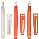 3 Jinhao 82 Gold Trim Transparent Fountain Pen (White-Red-Brown, Fine)