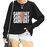 Basketball Long-Sleeve T-Shirt for Women Game Day Funny Novelty Ball Flash Play Basketball Vintage Graphic Top