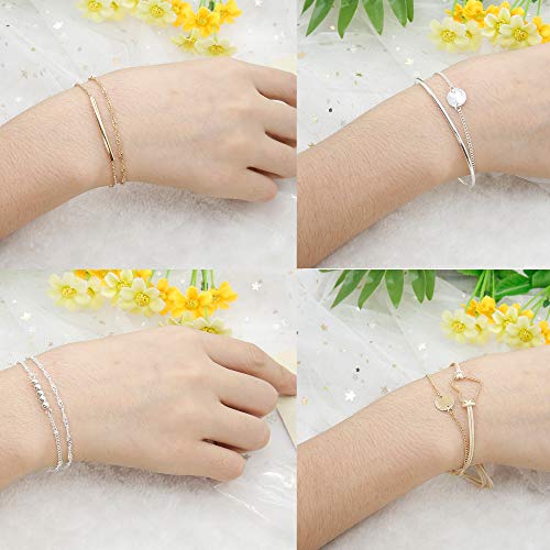 Thunaraz Multilayer Layered Bracelet Set Stackable Wrap Bangle Boho Bracelet Adjustable
