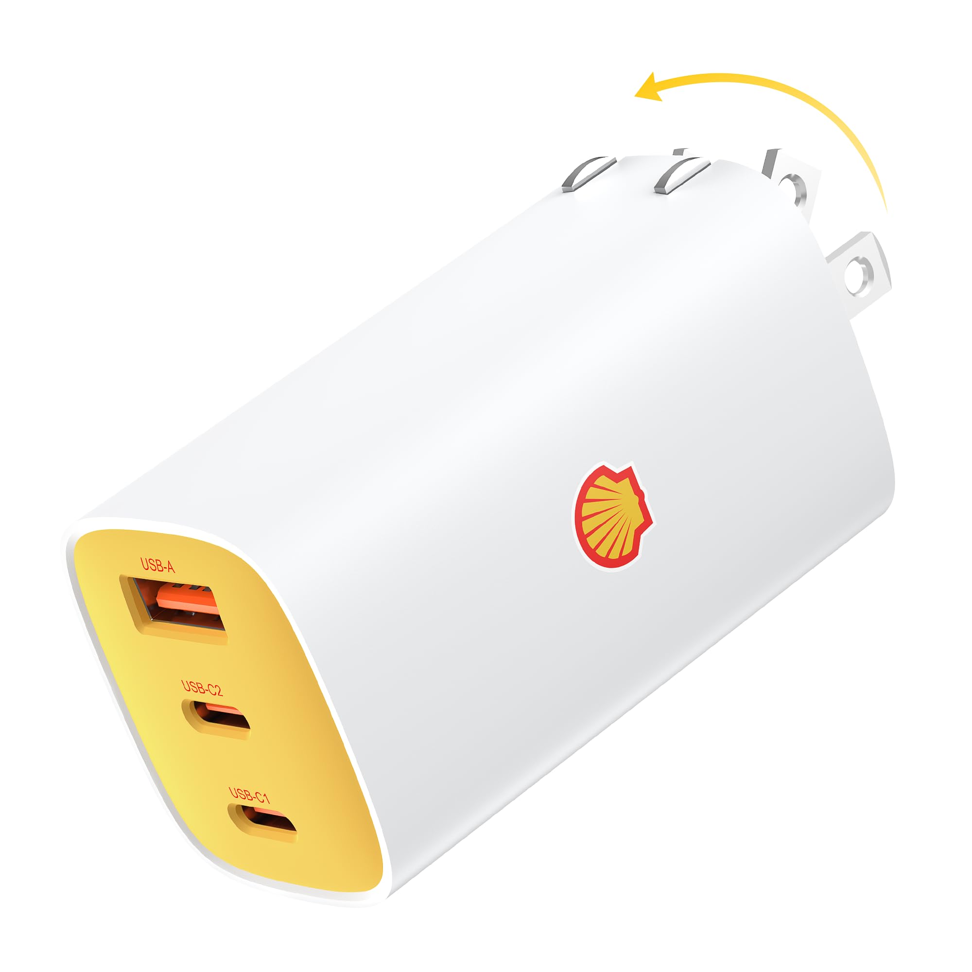 Shell 充電器 65W Type-C 3ポート 急速充電器 GaNIII技術 折りたたみ式プラグ 低温 三台同時充電 PSE認証済 PD3.0/QC4