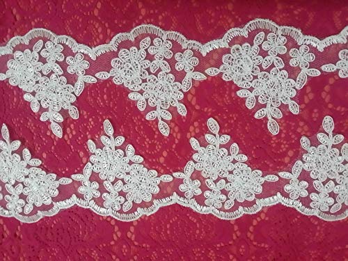 Lace - 10CM Embroidered Bridal Trim Delicate Tulle mesh Ivory lace Trim Trimmings for Wedding Dress Wedding Decoration 15yards/lot New! - (Color: Ivory)