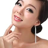 1 Pair Lady's Silver Plated Six-Wire Tassel Long Earrings Dangle Earhook Costume Jewellery