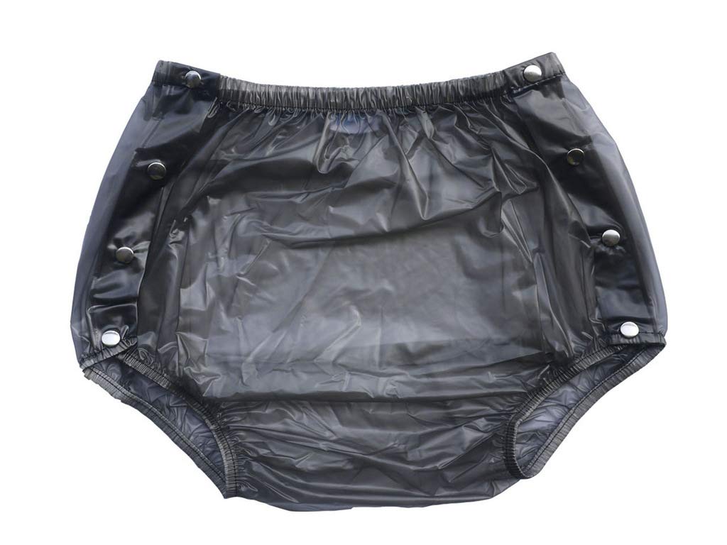 Haian Adult Incontinence Snap-on Plastic Pants (X-Large, Transparent Black)