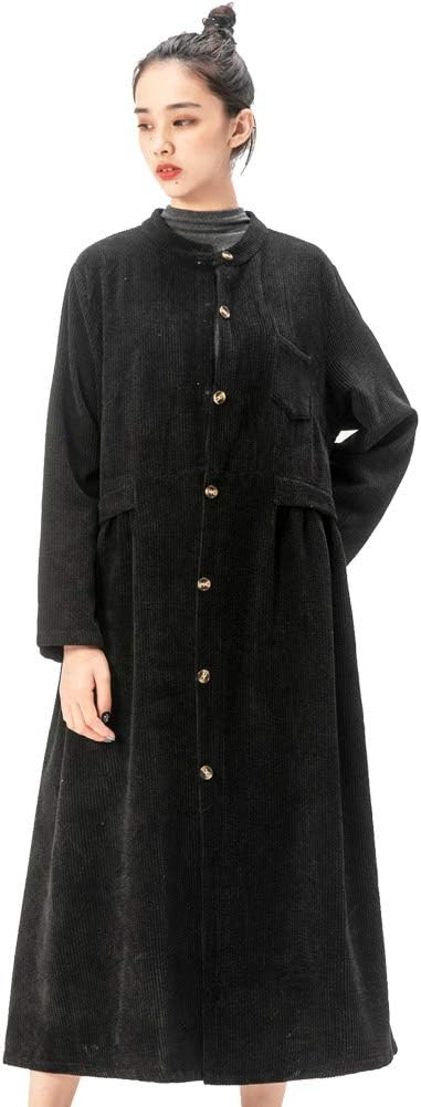 FTCayanz Women's Long Shirt Dress Corduroy Jackets Coat Loose Tunic Tops