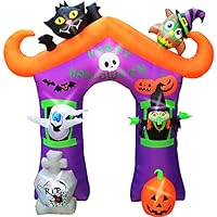 Haunted Hill Farm 8.9-Ft. Wide Halloween Walkway Arch Inflatable with LED Lights | Jack-O-Lantern, Ghost, Black Cat, Witch | Festive Outdoor Blow-Up Decor | HIHLWNARCH092-L Haunted Hill Farm 8.9-Ft. Wide Halloween Walkway Arch Inflatable with LED Lights | Jack-O-Lantern, Ghost, Black Cat, Witch | Festive Outdoor Blow-Up Decor | HIHLWNARCH092-L