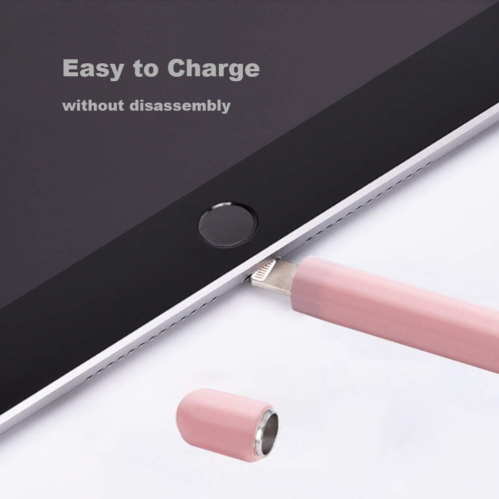 YINVA Apple Pencil Grip Skin Holder Cover Sleeve with Protective Nib Cover for iPad Pencil (1st Generation, Pink) - Image 5
