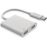 AGVEE Dual USB-C Headphone & Charging Adapter, Type-C Earbud Splitter, Duo USBC Audio & Charger Jack Earphone Dongle for Sams