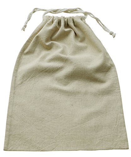 2Pack Flax by Flax cotton bread bag -13x17 inch, Muslin bag, sachet bag, Natural With Drawstring - Best for Vegetables, Bread or Laundy, Reusable mesh for Grocery shopping and House hold organizing