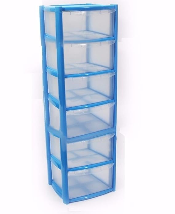 6 Drawer Plastic Storage Unit Blue Amazon.co.uk Kitchen & Home