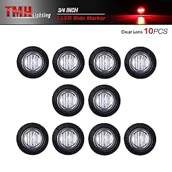 TMH 10 Pcs 3/4 Inch Clear Lens Red 3 LED Mini Round