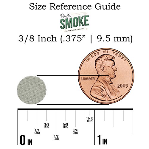 Up in Smoke Pipe Screens Made in The USA 304 Stainless Steel 3/8 inch (.375") Premium Pipe Filters (50 Pack) - Thumbnail 2