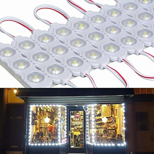 10FT 60Leds Window Decorative Light 12V Weather-resistant White Light Lamp Module 40lm/Chip with Led Project Lens for Shop Store Wall Window Lighting Fixture, Only Lights,12V Power Supply Not Included