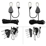 Pair of 1/8 Inch Heavy Duty Adjustable Grow Light Rope Hanger, Reinforced Metal Internal Gears, Loose-proof Design, 8-ft Long &amp; 150lb Capacity