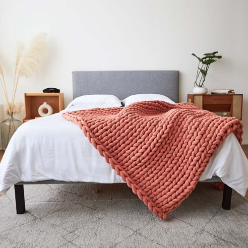 Hush Knit Weighted Blanket | 15 Lbs. – 48 x 72 Inches | Handmade | Premium Cotton Material | Chunky Knit Weave | Soft Washable Fabric | Engineered in Canada