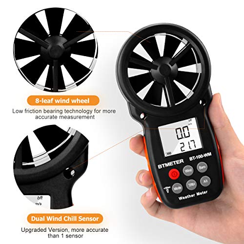 BTMETER Digital Anemometer Barometer Handheld, for Wind Speed