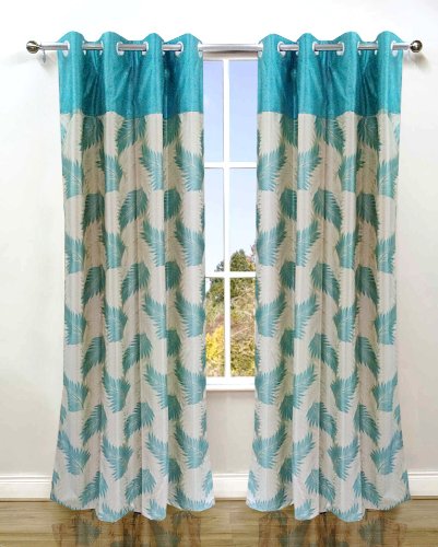 Homefab India Candy Modern 2 Piece Eyelet Polyester Door Curtain Set - 7ft, Blue
