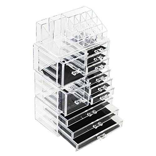 Unique Home Acrylic Jewelry and Cosmetic Storage Makeup Organizer Set, 4 Piece