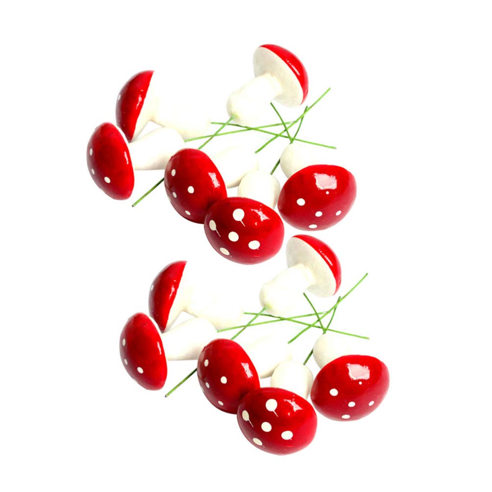 Amosfun 24PCS Cute Small Mushroom Christmas Tree Ornament Xmas Hanging Pendants for Home Party DIY Decoration (Red)