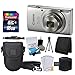 Canon PowerShot ELPH 180 Digital Camera (Silver) + Transcend 16GB Memory Card + Point & Shoot Camera Case + USB Card Reader + LCD Screen Protectors + Memory Card Wallet + Cleaning Pen + Accessory Kit