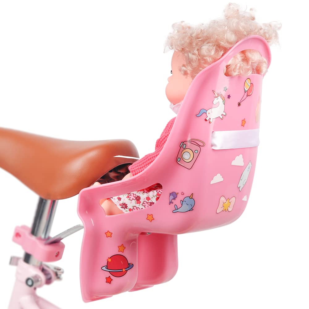 Glerc Doll Bicycle Seat with Stickers Decals Bike Attachment Accessory, Multiple Colors