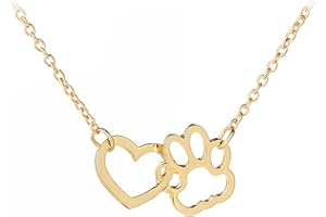 coadipress Dog Cat Paw Print Pet Footprint Necklace for Women Double Hollow Cute love Charm Creative Doggy Puppy Cat Animal Forever Love Heart Pendant Necklace Jewelry for Pet Lover (Heart and Paw Print)