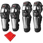 Casago CSGKE4P Adult Universal Flexible Breathable Adjustable Stainless Steel Knee Guard Crashproof Shin Elbow Armor Protector with Microfiber Towel