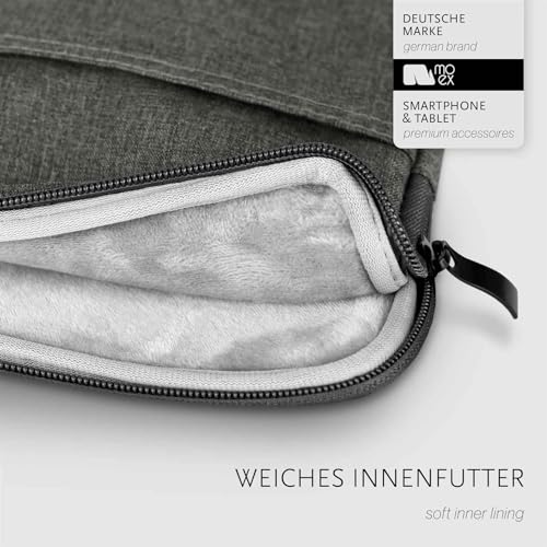 moex TECLAST T45HD Tablet Case with Accessory Compartment, Polyester Fibre, Minimalist Zipper Case, Waterproof, Dark Grey