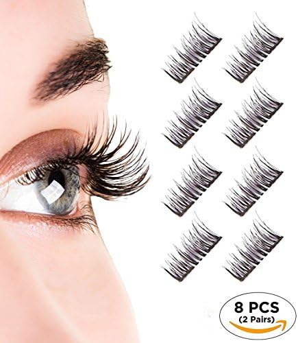 Magnetic Eyelashes, Dual Magnetic Eyelashes 0.2MM Ultra Thin 3D Eyelashes for Ultra Soft Natural Look & Handmade Seconds to Apply, Perfect Size For All Eyes (2 pair - 8 pieces)