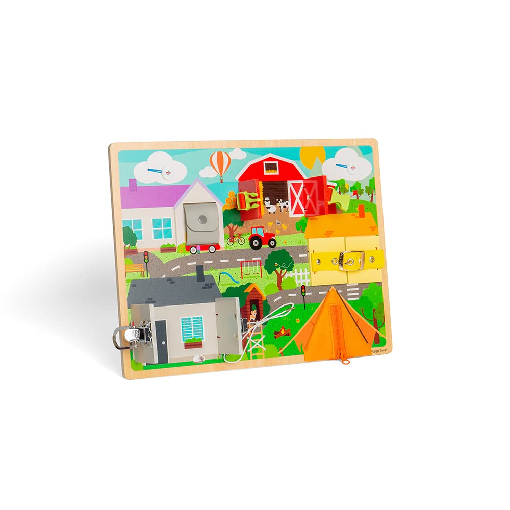 Bigjigs Toys Lifeskills Board Montessori Toy - Wooden Sensory Board for 2 Year Olds, Develops Fine Motor Skills, Quality Educational Puzzles & Early Learning Gifts