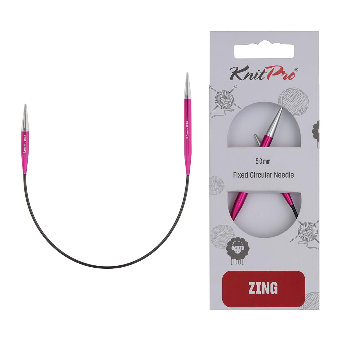 KnitPro Zing Fixed Circular Needles Asymmetrical 10" (25cm) | Size 5.00mm