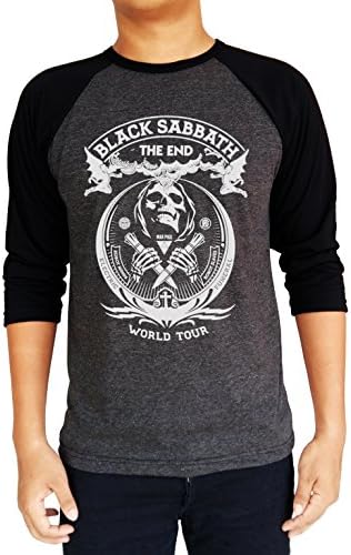 Black Sabbath The End War Pigs World Tour Baseball Tee Raglan 3/4 Sleeve T Shirt Medium Heather Charcoal/Black