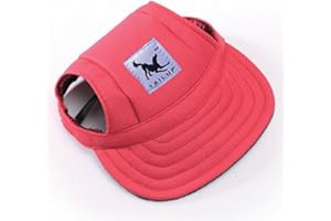 Leconpet Baseball Caps Hats with Neck Strap Adjustable Comfortable Ear Holes for Small Medium and Large Dogs in Outdoor Sun Protection (XL, Red)