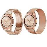 Compatible Samsung Galaxy Watch(42mm) Bands, 20mm Stainless Steel Band + Milanese Loop Mesh Replacement Bracelet Metal Strap Compatible Samsung Galaxy Watch 42mm (Rose Gold)