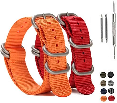 SIMCOLOR Zulu Nylon Watch Bands,2 Pack Nylon Replacement Watch Straps with Heavy Duty Buckle 18mm 20mm 22mm or 24mm