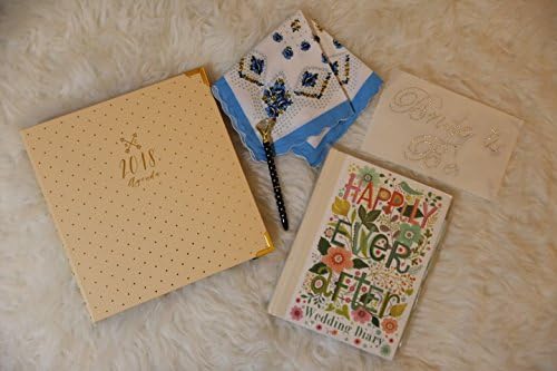 OMG You're Engaged Bride To Be Gift Set - 2018 Weekly Planner, Wedding Diary, Diamond Ring Pen, Tears of Joy Hankie and Bride To Be Heat Transfer Rhinestones