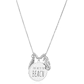 Vanbelle Sterling Silver Jewelry - Rhodium Plated with 925 Stamp - Beach-Theme Multi-Charm Pendant Necklace - Elegant Handcrafted Necklace for Women - Chain 16" Long + 2" Extender
