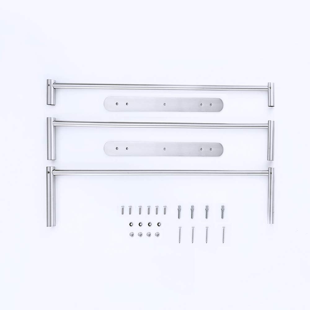 KES 3-Tiers Bath Towel Bar 24-Inch Stainless Steel Bathroom Towel Rack Wall Mount, Brushed Finish, BTH202S3-2 - - 