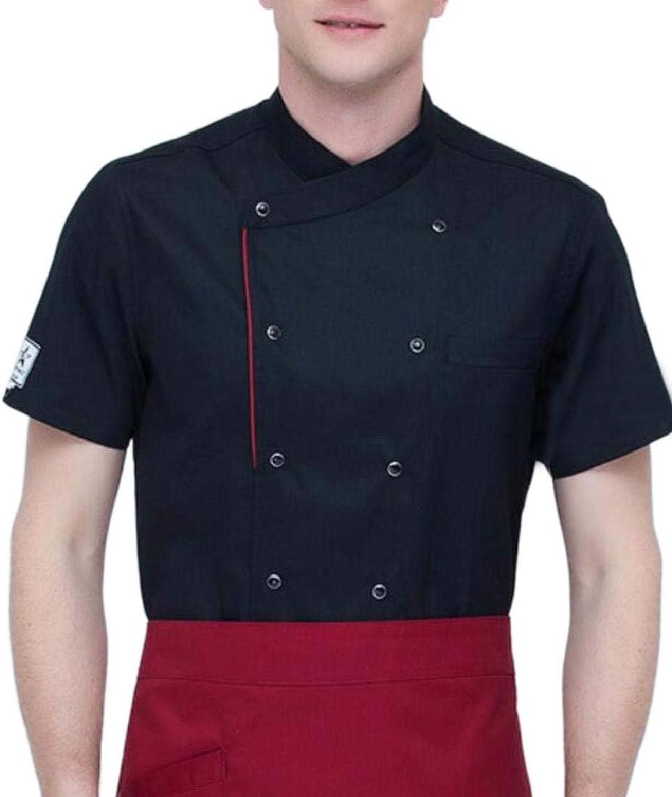 Gocgt Men's Jackets Button Chef Kitchen Short Sleeve Uniforms Coat
