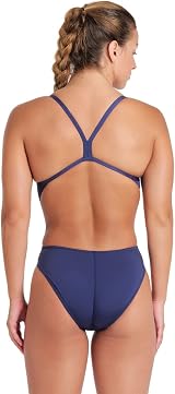 ARENA Solid Challenge Team One Piece Women’s Swimsuit Navy White view 2