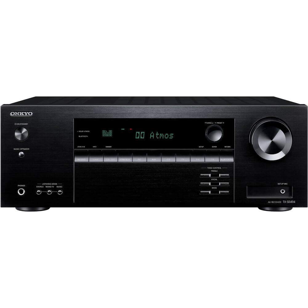 Receptor AV Onkyo TX-SR494 con 4K Ultra HD | Dolby Atmos | EDE: X | Audio de alta resolución (modelo 2019)