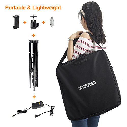LED Ring Light with Stand, Zomei 18 Inches Ring Light for Camera Smartphone Youtube Video Shooting and makeup, Dimmable 2700-5500K Studio Lighting with Phone Holder, Hot Shoe and Carrying bag